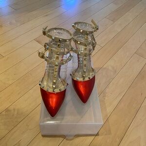 Red and Gold Studded Heels